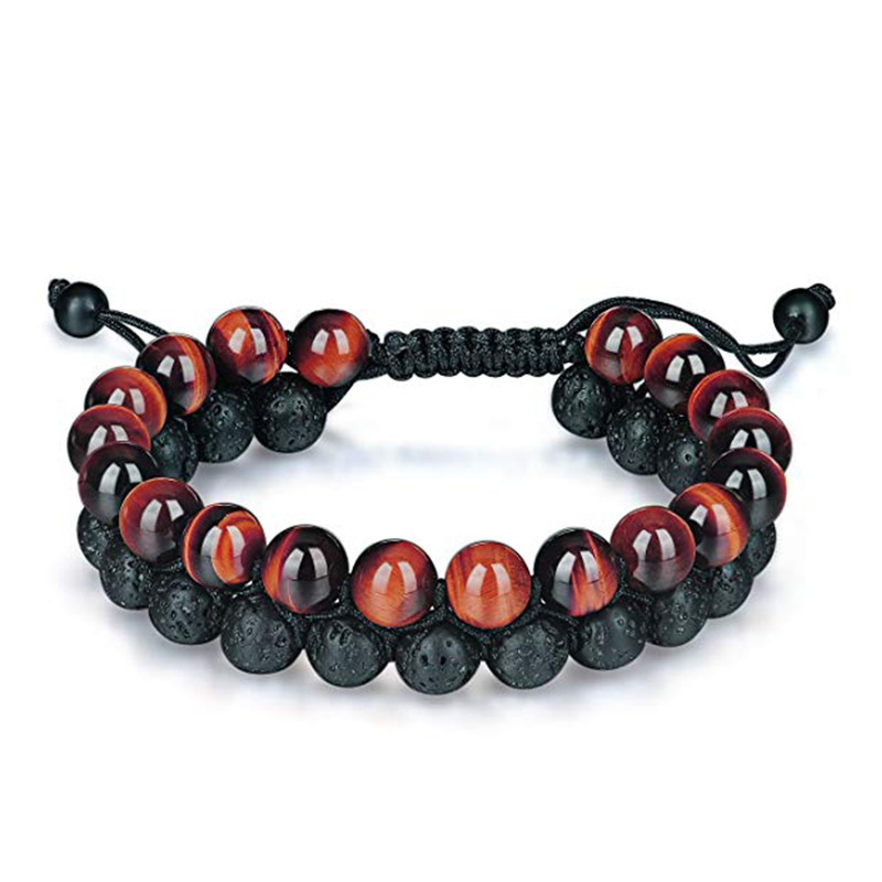 Unisex Tiger Eye Couple Bracelets Matte Black Agate Beads Bracelet