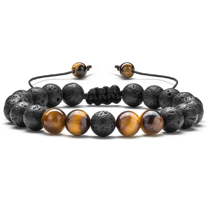 Unisex Tiger Eye Couple Bracelets Matte Black Agate Beads Bracelet