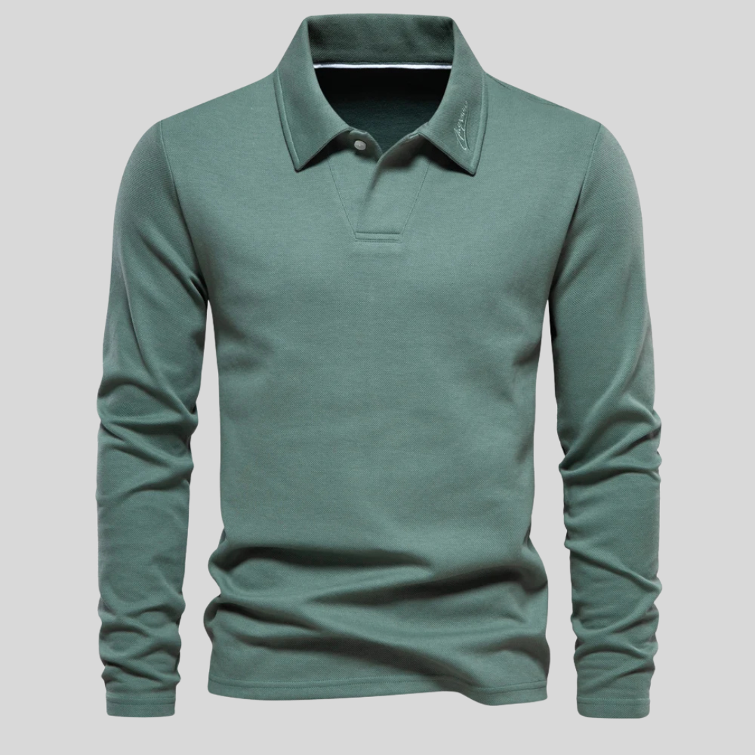 Men's Embroidery Long Sleeve Polo Shirt