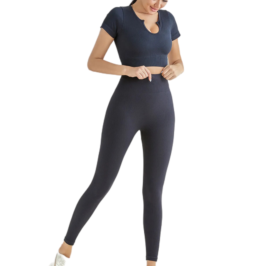 Women Yoga Set Seamless Workout Clothes Fitness Sports TOP & Leggings