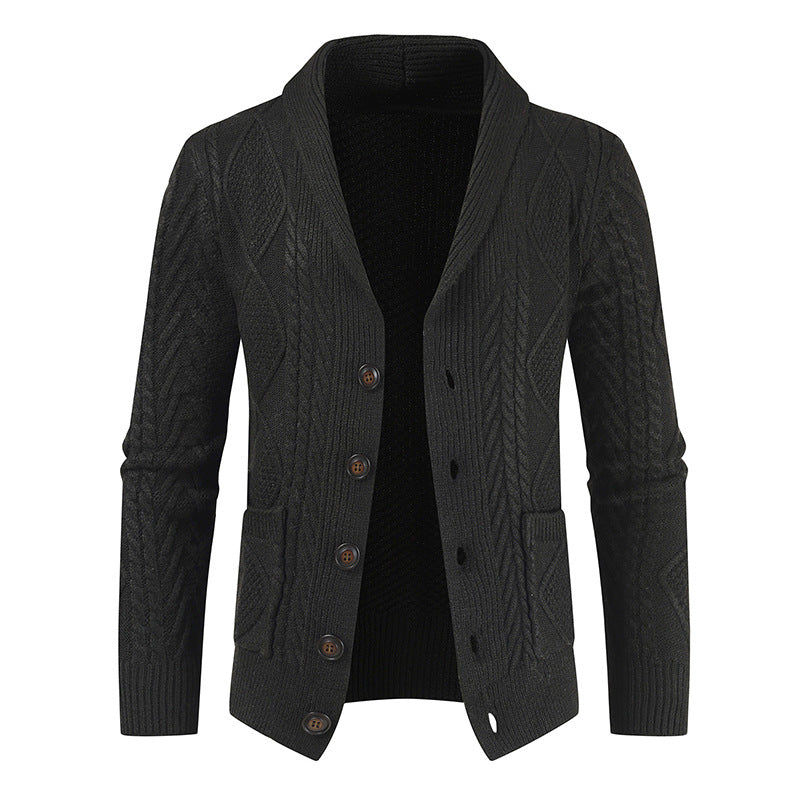 Men's Knitted Cardigan V Neck Loose Thick Sweater Jacket