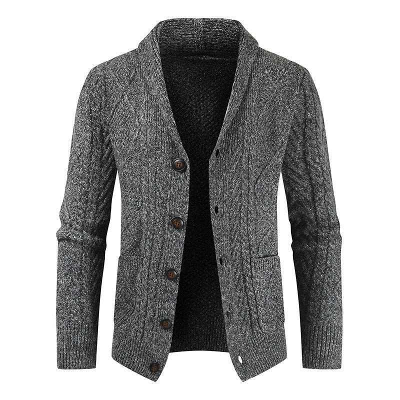 Men's Knitted Cardigan V Neck Loose Thick Sweater Jacket