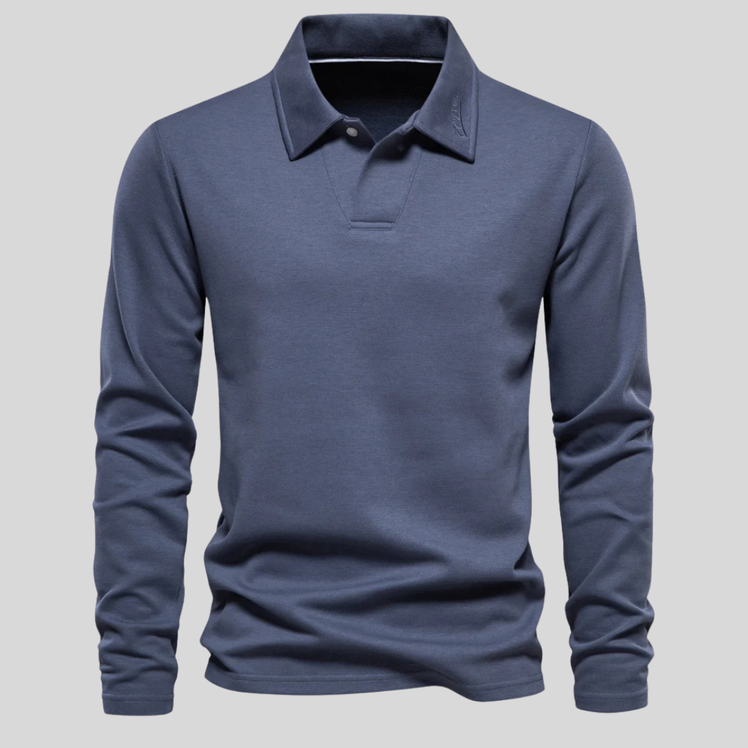 Men's Embroidery Long Sleeve Polo Shirt