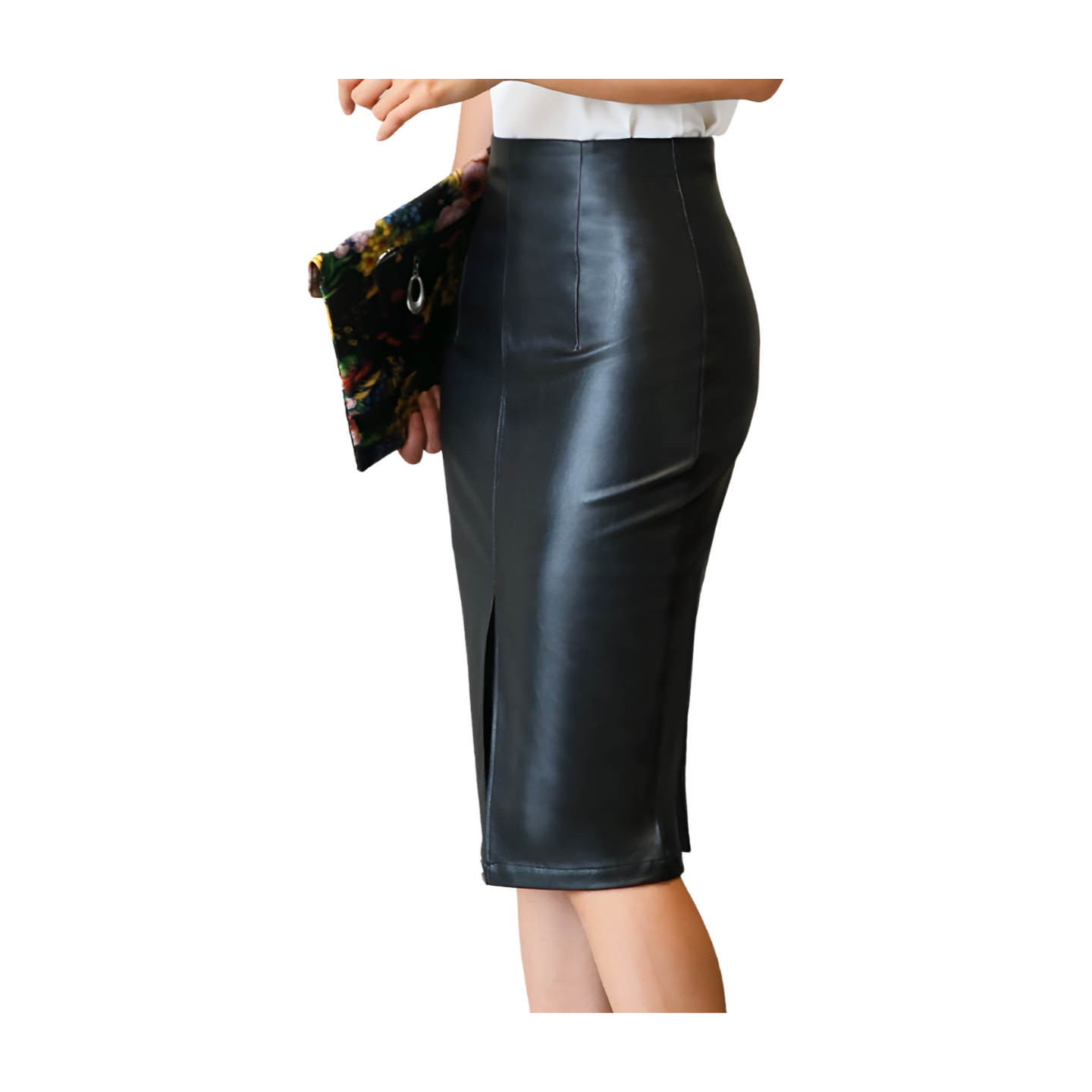 Women's Black Leather Skirt | Women's PU Leather Skirt | Ikervo