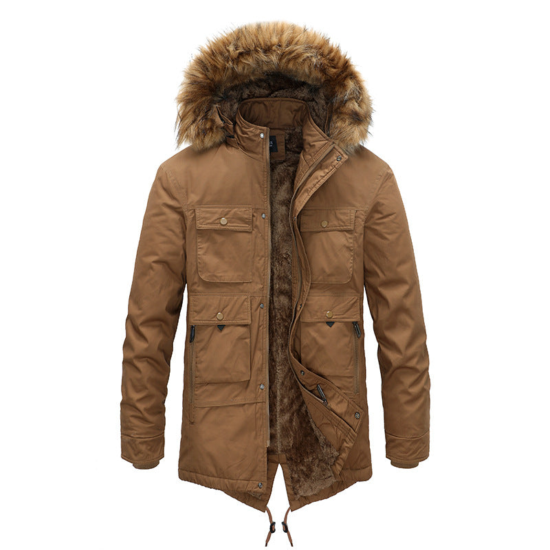 Jacket, Winter Coat Men's Cashmere Long Cotton-padded Jacket