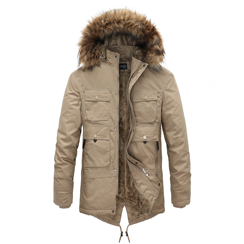 Jacket, Winter Coat Men's Cashmere Long Cotton-padded Jacket