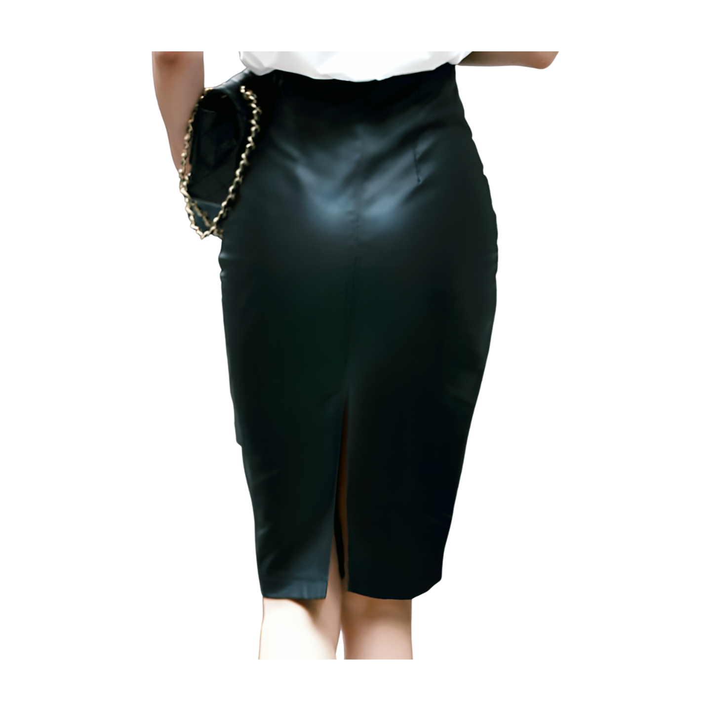 Women's Black Leather Skirt | Women's PU Leather Skirt | Ikervo