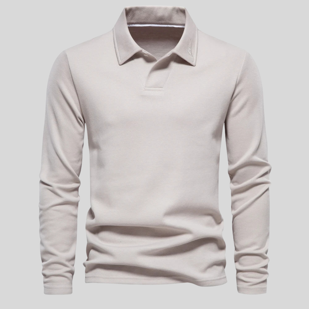 Men's Embroidery Long Sleeve Polo Shirt