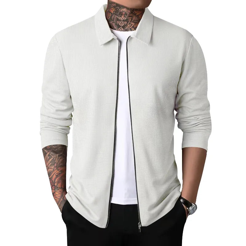 Men's Waffle Zipped Lapel Jacket