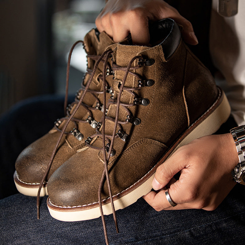 Ankle Boots, Men's Retro Mountaineering High-top Boots Calf Leather Shoes