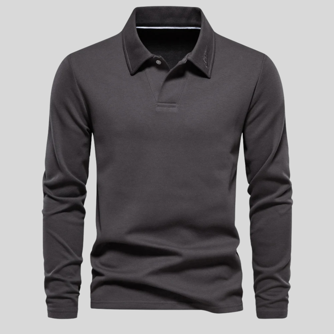 Men's Embroidery Long Sleeve Polo Shirt