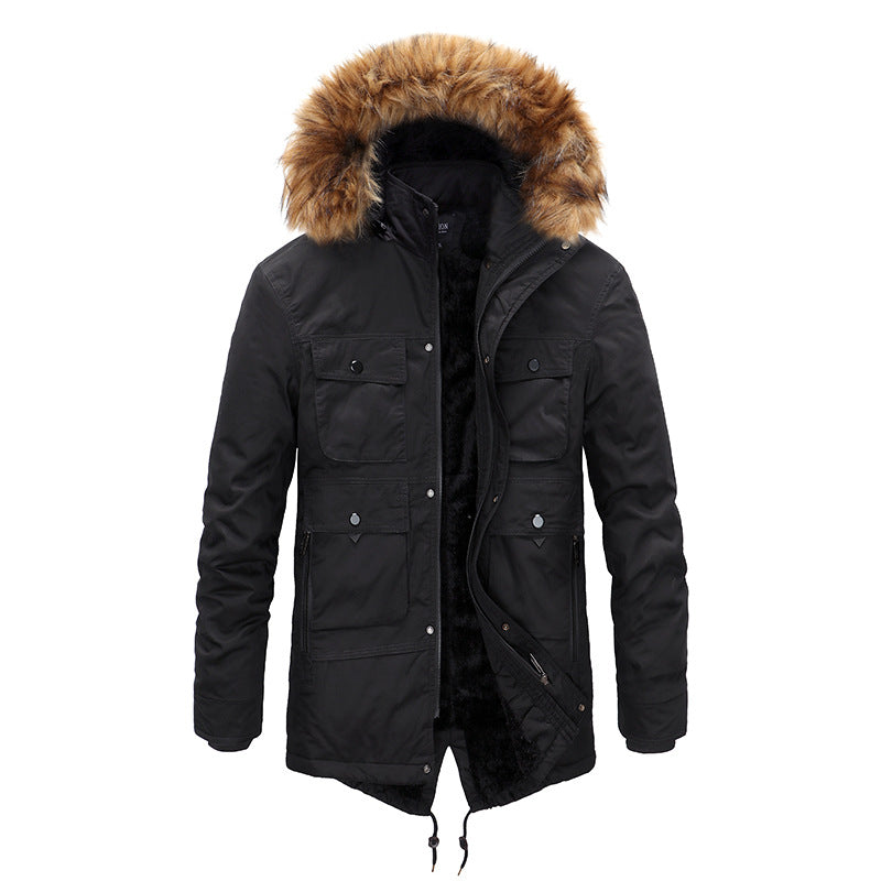 Jacket, Winter Coat Men's Cashmere Long Cotton-padded Jacket