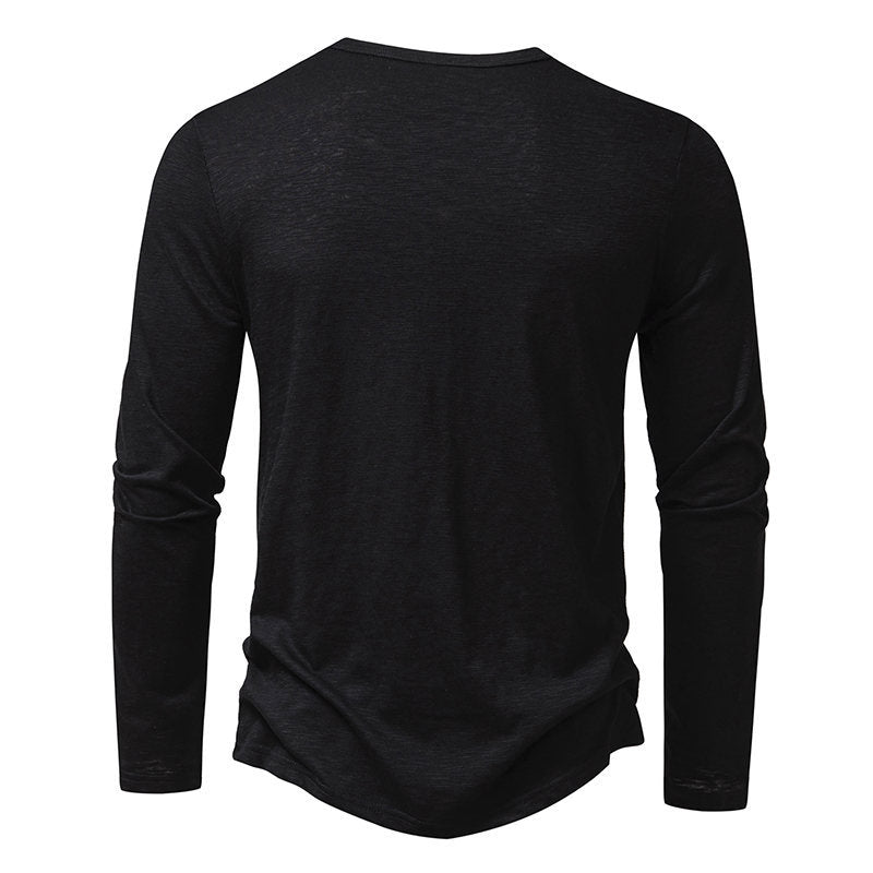 T.Shirts, Mens Clothing Long Sleeve T-shirt Fashion Button Henry Collar Tops