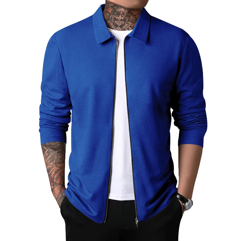 Men's Waffle Zipped Lapel Jacket