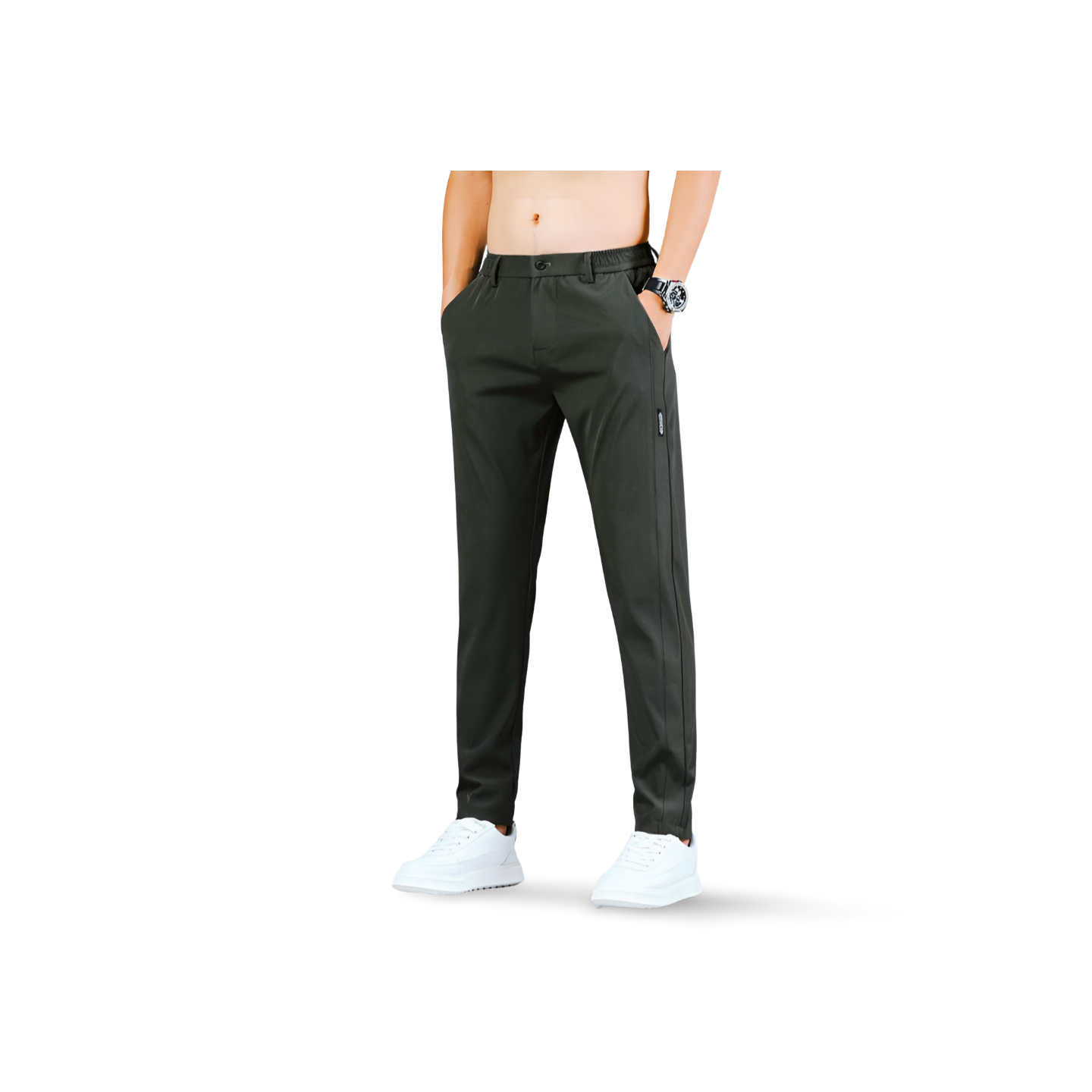 Men's Slim Fit Work Elastic Waist Lightweight Straight Pants