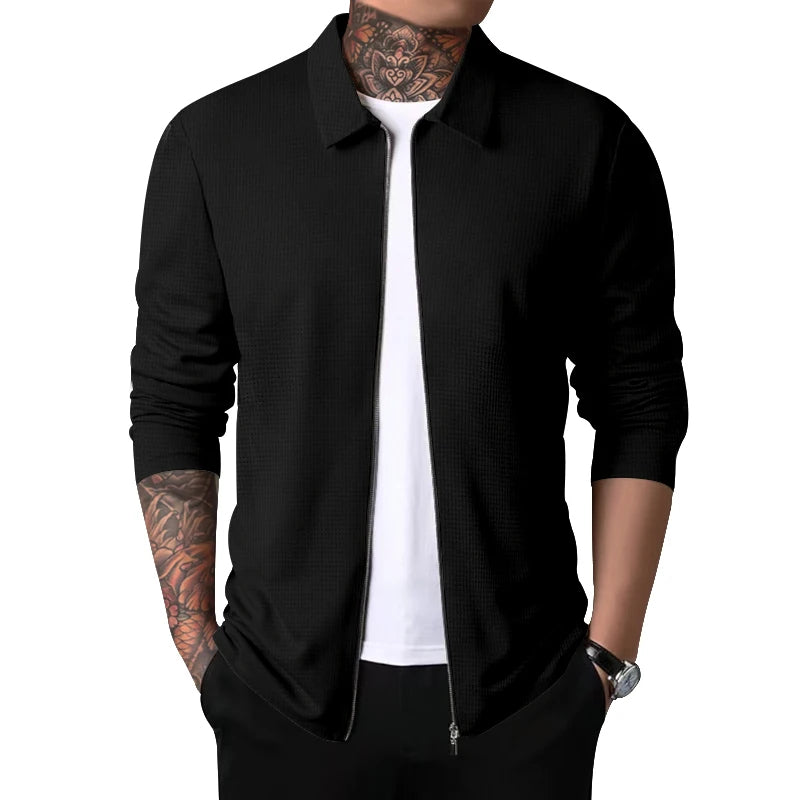 Men's Waffle Zipped Lapel Jacket