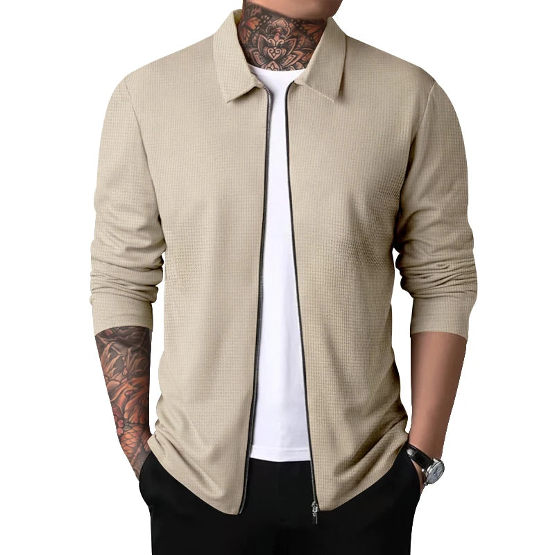 Men's Waffle Zipped Lapel Jacket