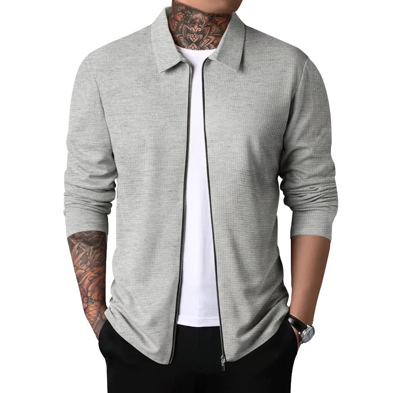 Men's Waffle Zipped Lapel Jacket