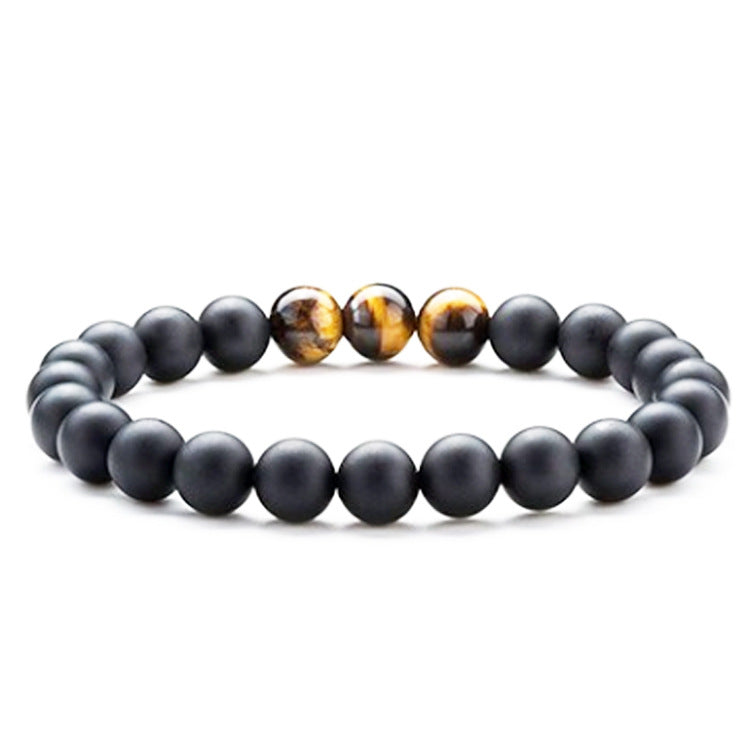 Unisex Tiger Eye Couple Bracelets Matte Black Agate Beads Bracelet