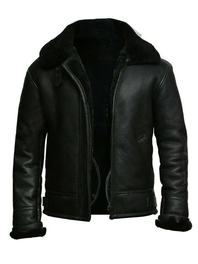 Men's Leather-fur One-piece Lapel Winter Cold-proof Jacket