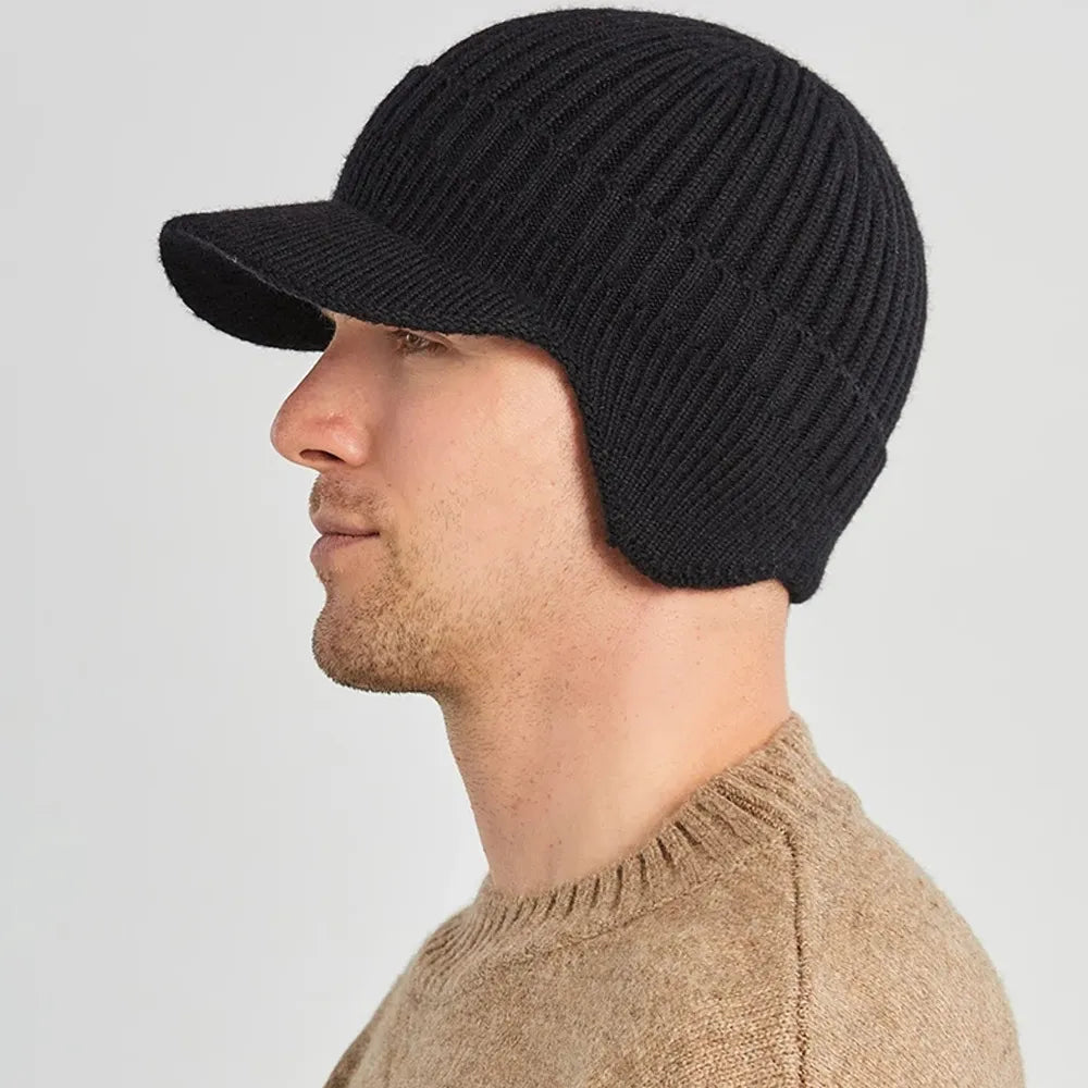 Men's Knitted Hat Outdoor Cycling Ear Protection Warmth Peaked Cap