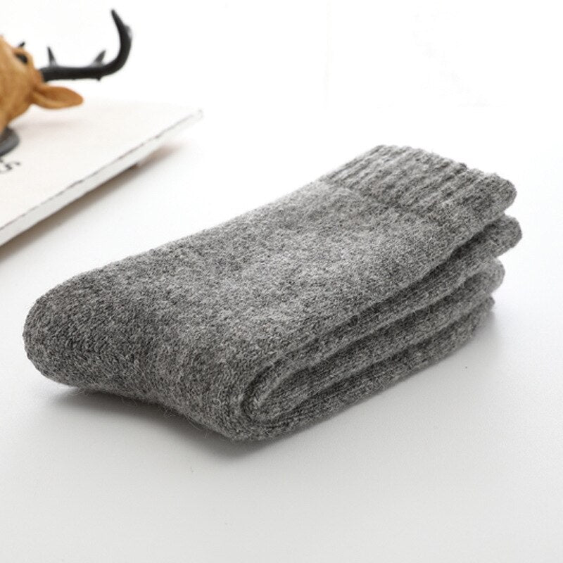 Super Thicker Solid Socks Merino Wool Rabbit Socks Against Cold Snow Russia Winter Warm Funny Happy Male Men Socks