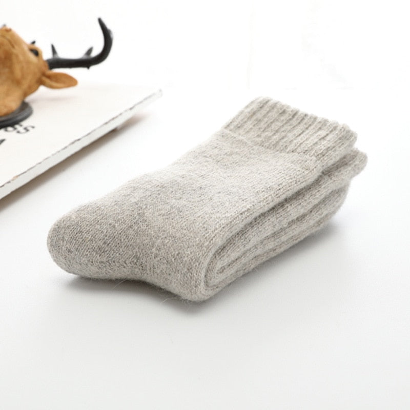 Super Thicker Solid Socks Merino Wool Rabbit Socks Against Cold Snow Russia Winter Warm Funny Happy Male Men Socks