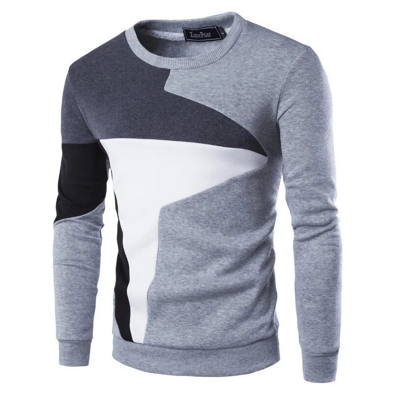 Men's Clothing Color Matching Round Hoodies Hooded Casual Long Sleeve Sweatshirt Male