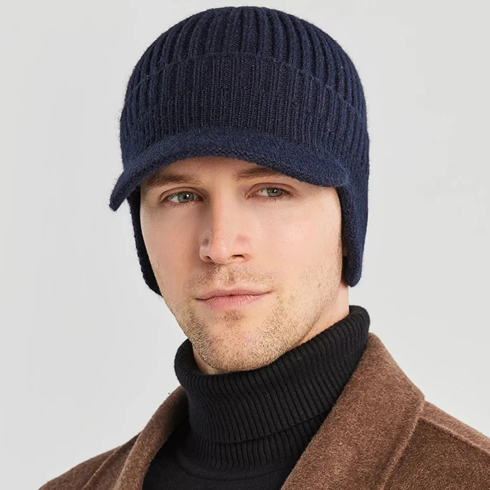 Men's Knitted Hat Outdoor Cycling Ear Protection Warmth Peaked Cap