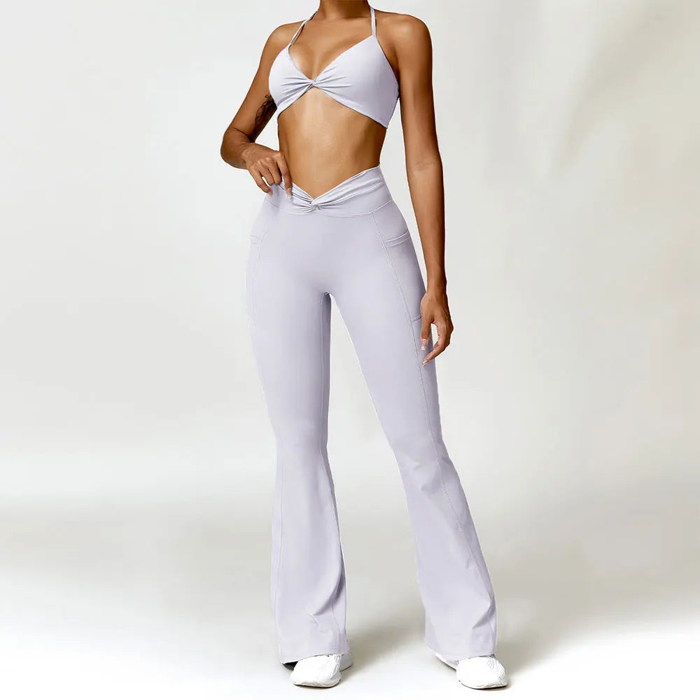 Women's Yoga Set Workout Outfits Flare Pants