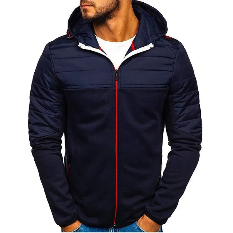 Men Hoodies Casual with Zip Pockets Full Zip Long Sleeve Jacket