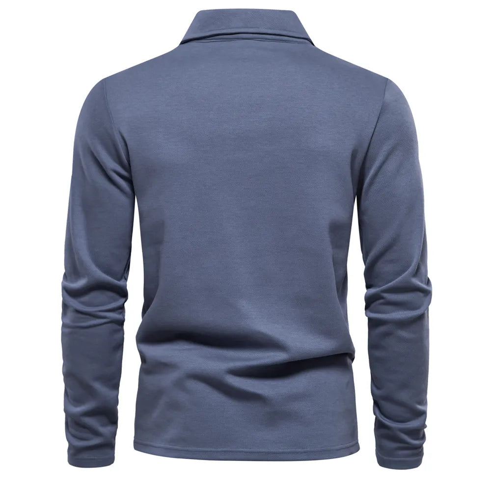 Men's Embroidery Long Sleeve Polo Shirt