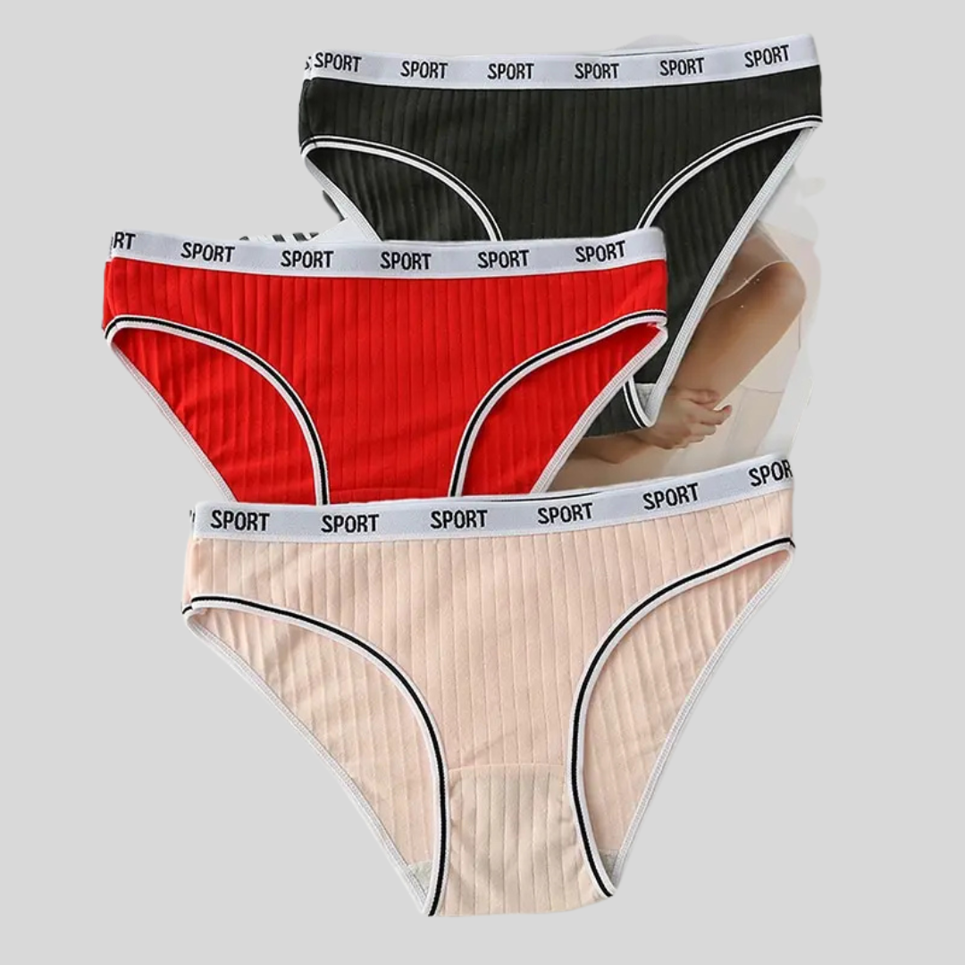 3PCS  Women,s Cotton Comfortable Low Waist Solid Color Panties