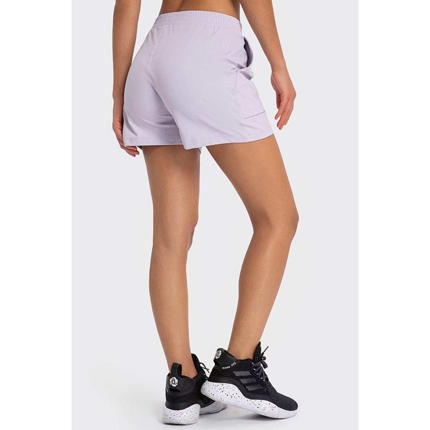 Elastic Waist Sports Shorts with Pockets