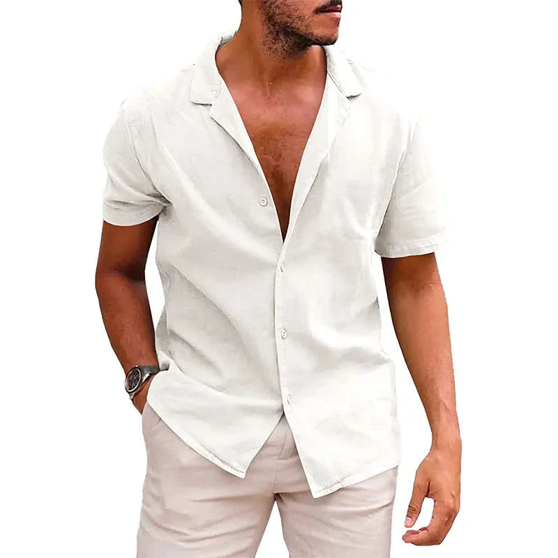 Shirt, Men's Tops Casual Button Down Shirt Short Sleeve Beach Shirt Summer