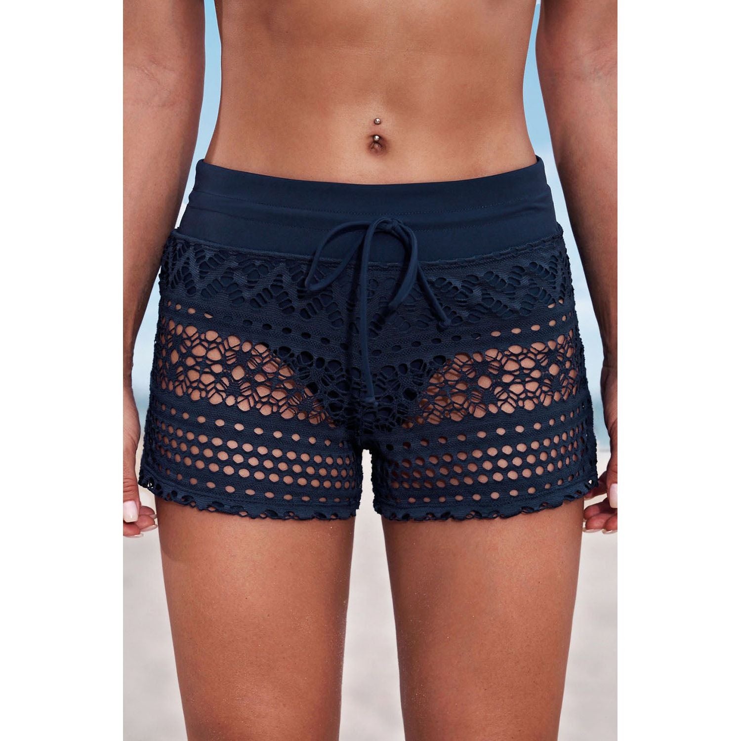 Full Size Drawstring Waist Swim Shorts