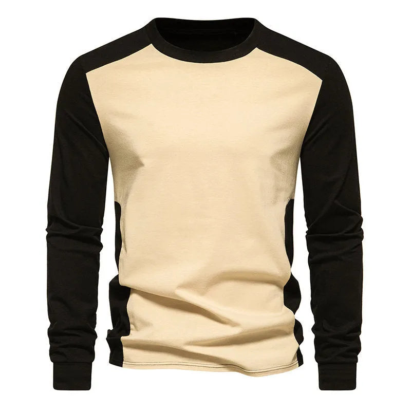 Long Sleeve Tee, Autumn And Winter New Long Sleeve T-shirt Men's Base Shirt Matching Color Round Neck Sleeve Men's Long Sleeve T-shirt