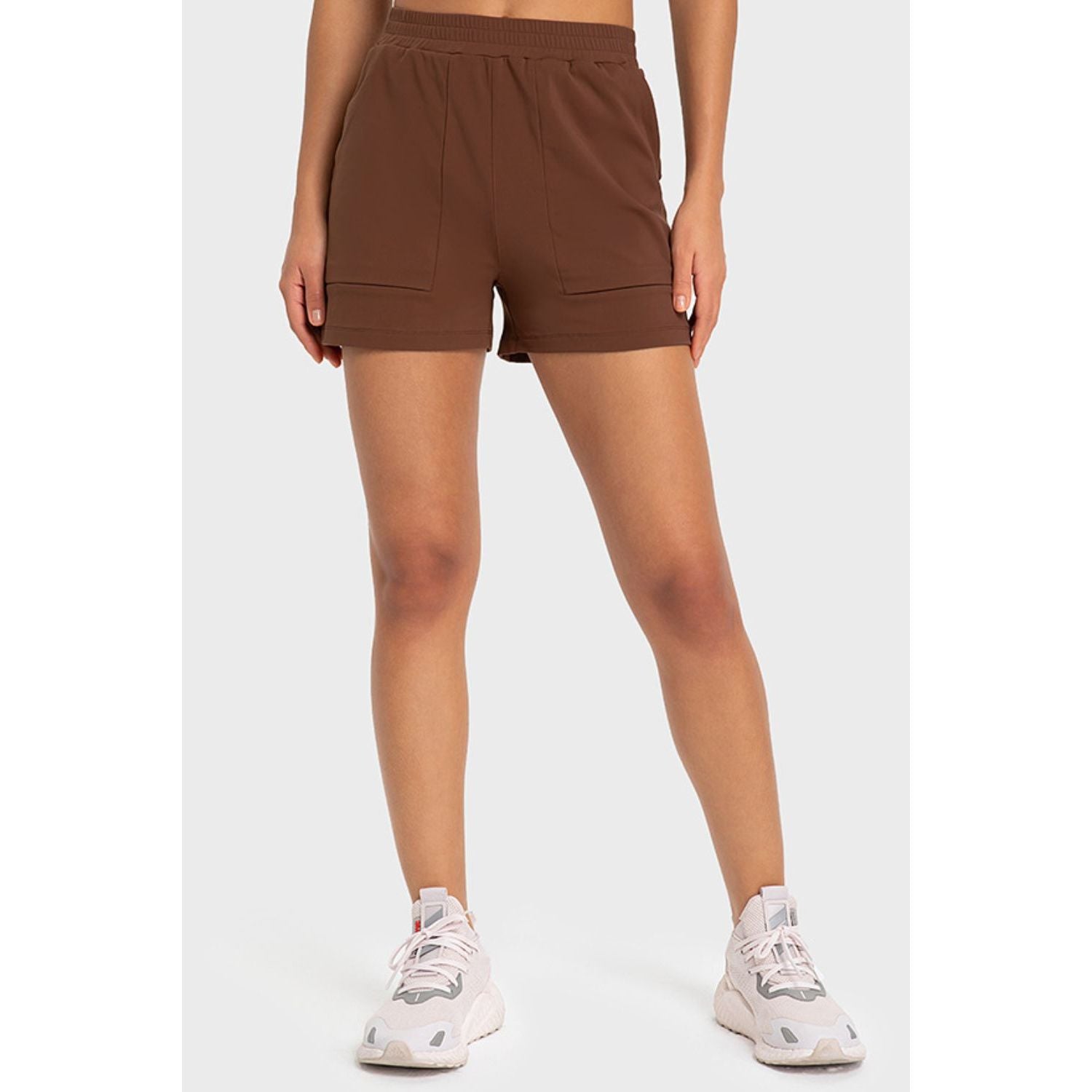 Elastic Waist Sports Shorts with Pockets