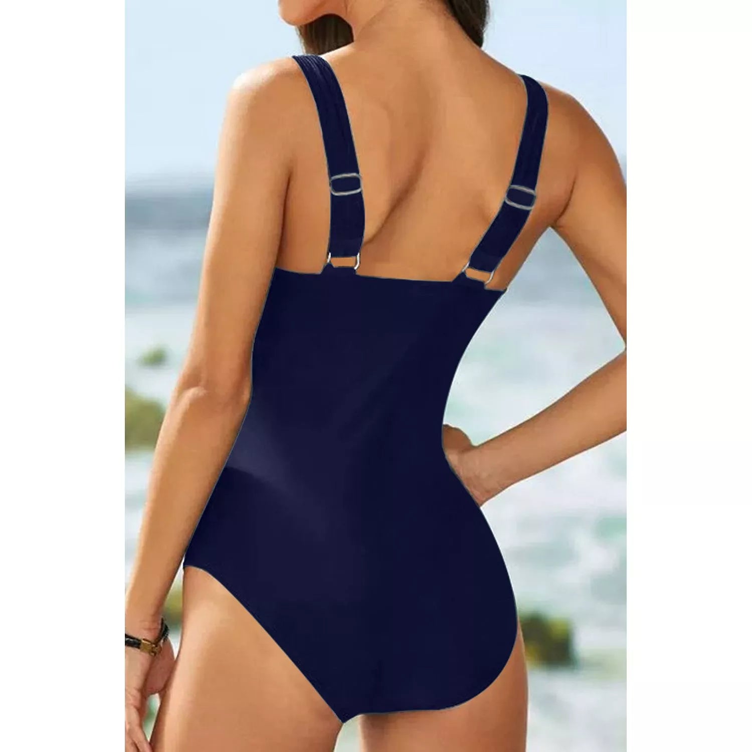 V-Neck Sleeveless Printed One-piece Swimwear