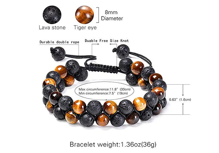 Bracelets, Tiger Eye Couple Bracelets Matte Black Agate Beads Bracelet