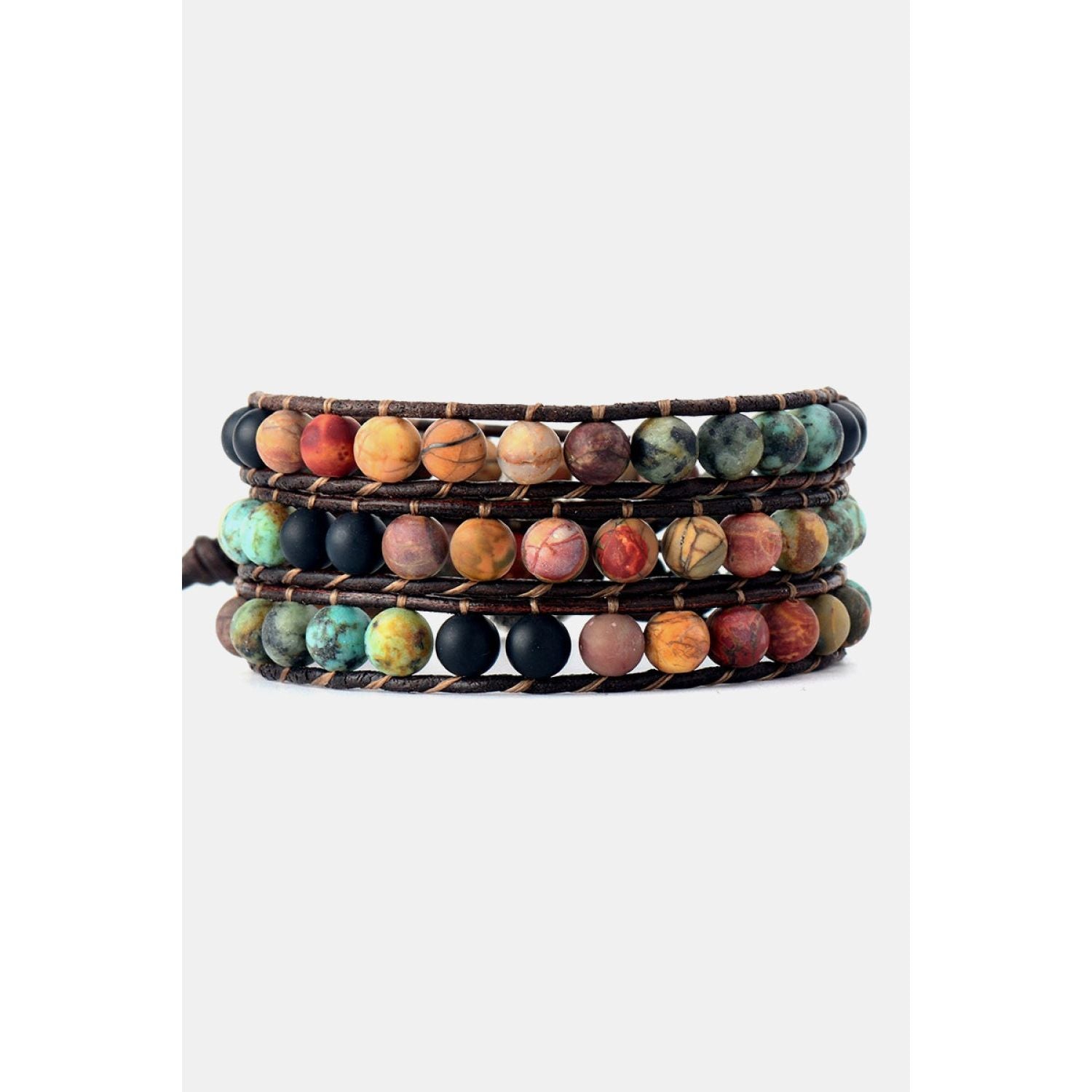 Handmade Triple Layer Beaded Agate Bracelet