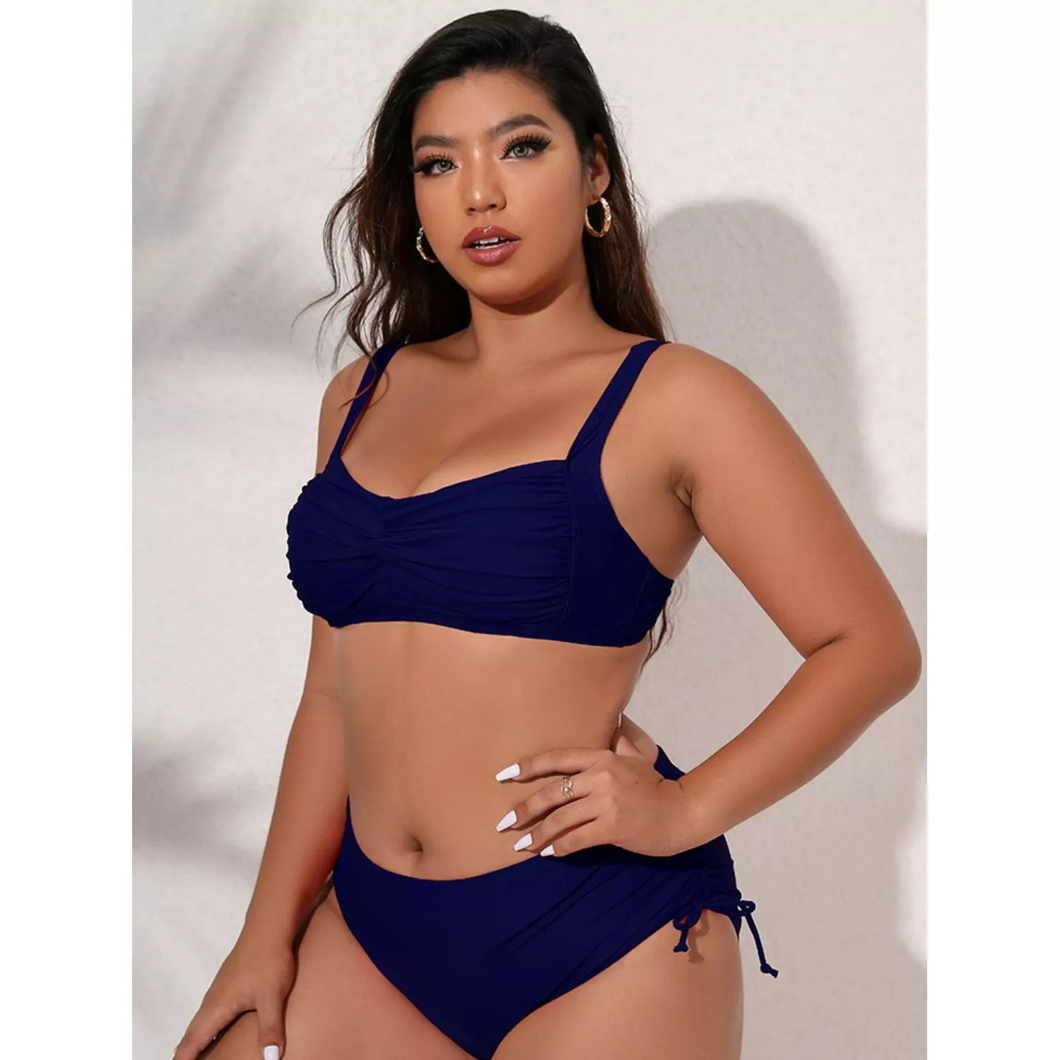 Plus Size Twist Front Tied Bikini Set