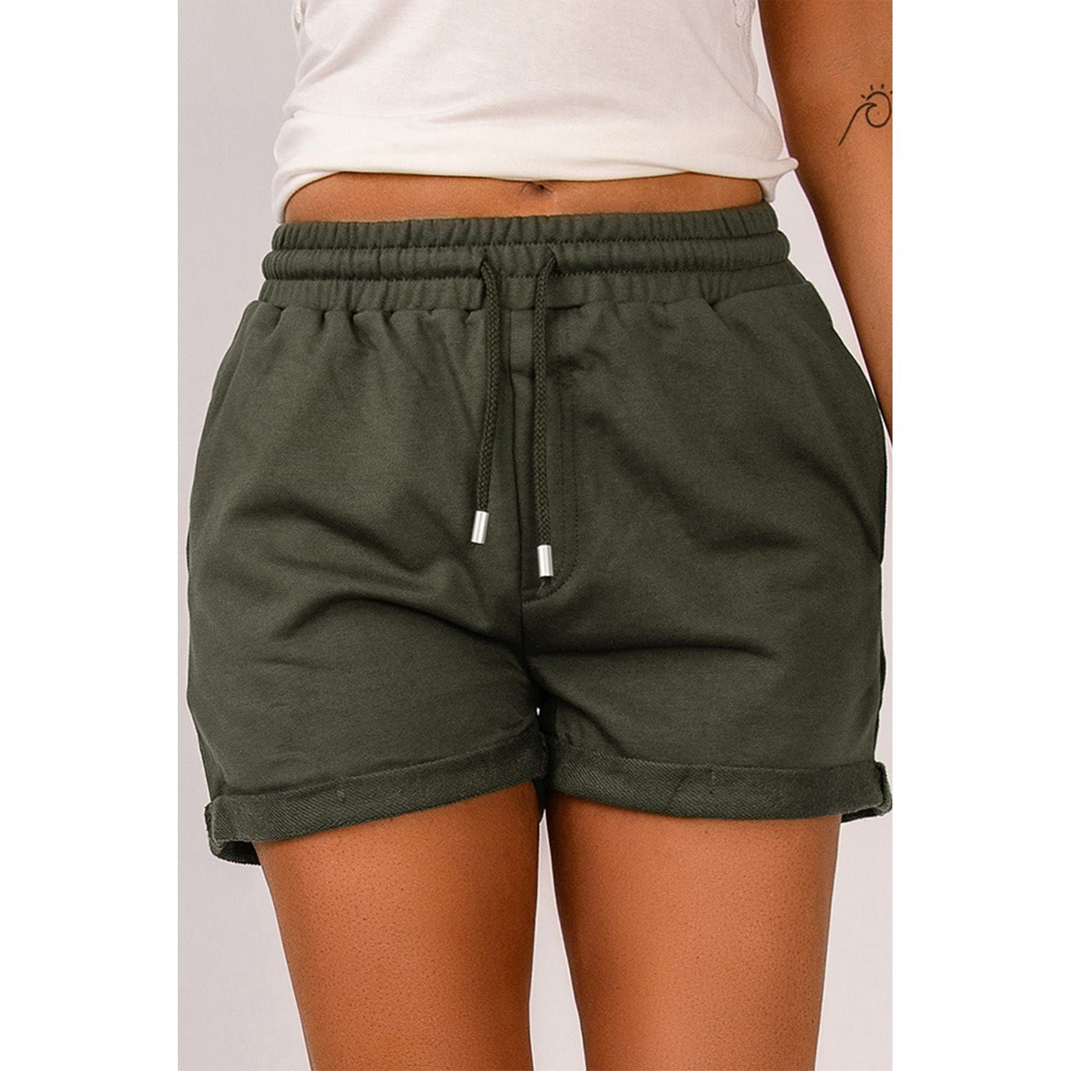 Drawstring Waist Cuffed Shorts