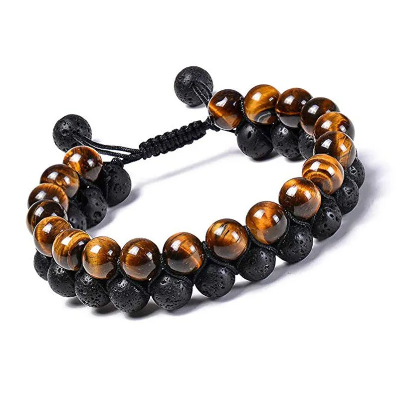 Bracelets, Tiger Eye Couple Bracelets Matte Black Agate Beads Bracelet