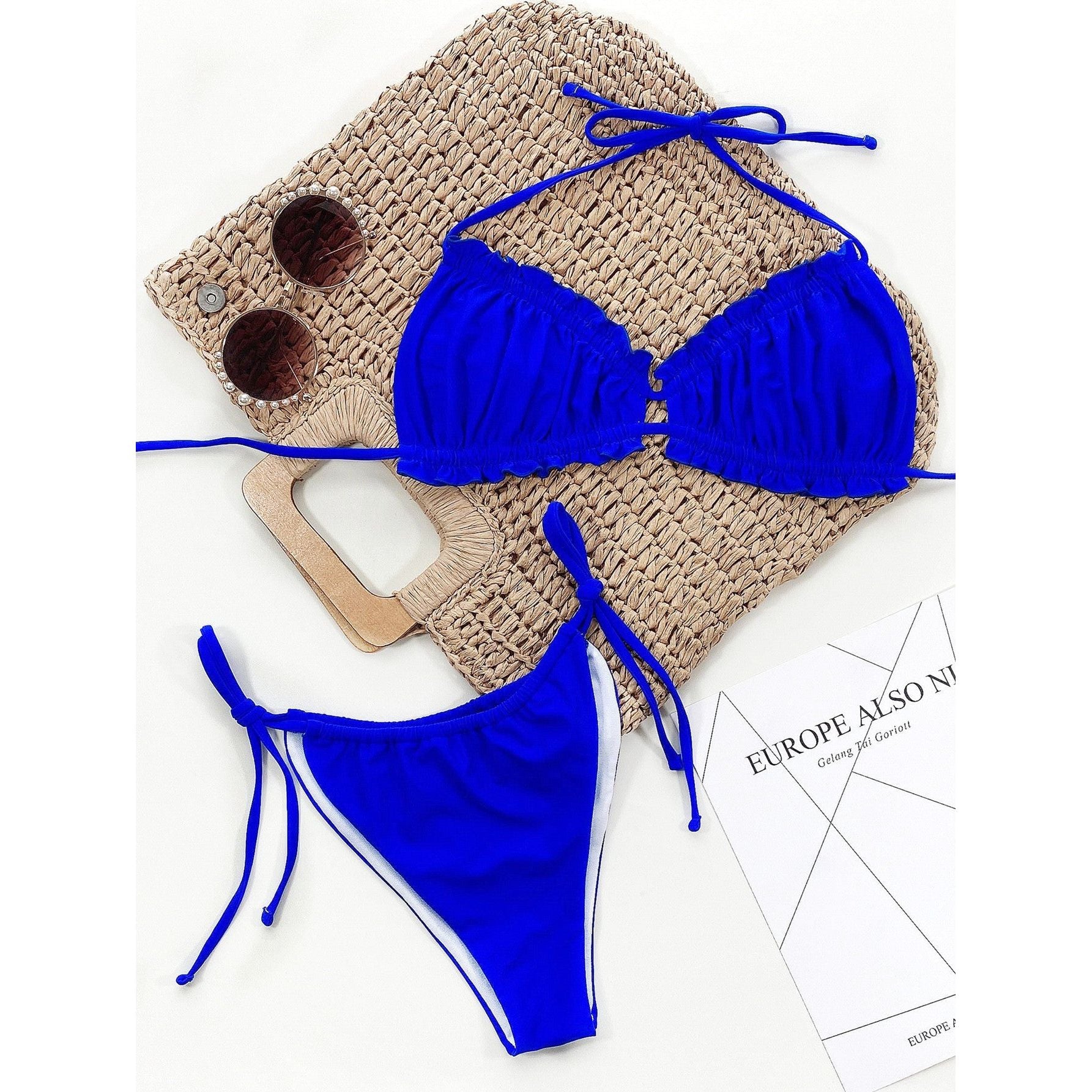 Frill Trill Halter Neck Bikini Set