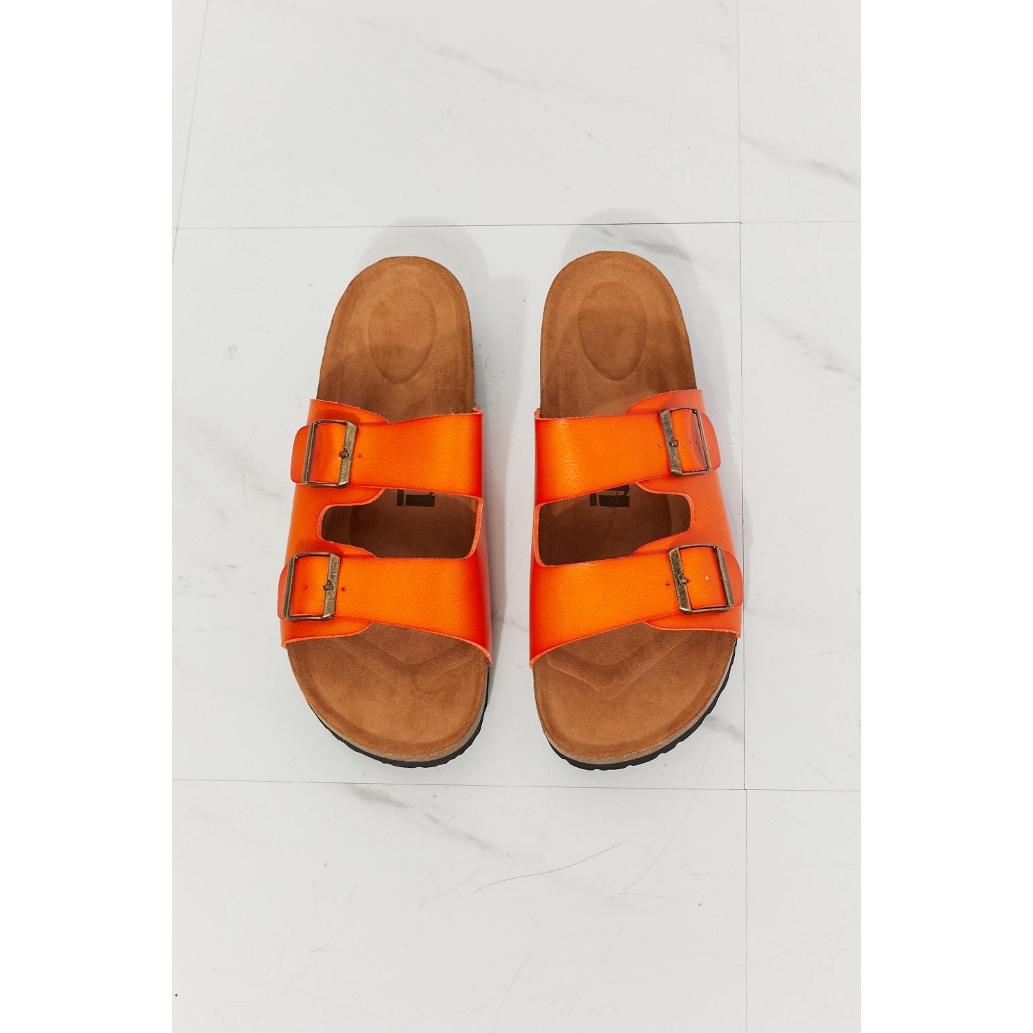 Double Banded Slide Sandals | Orange Slide Sandals | Ikervo