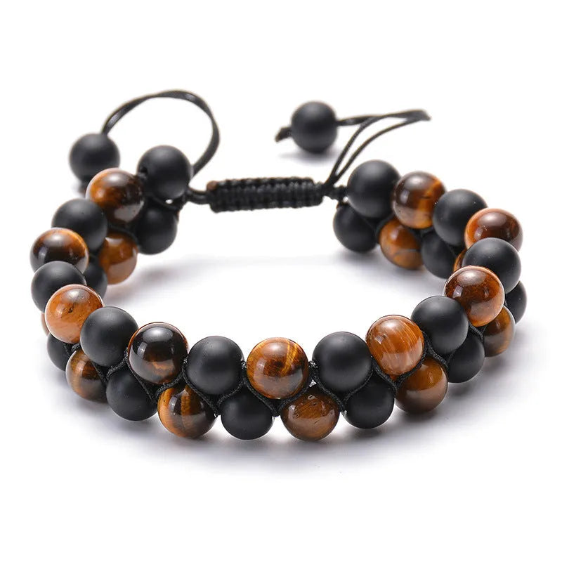 Bracelets, Tiger Eye Couple Bracelets Matte Black Agate Beads Bracelet