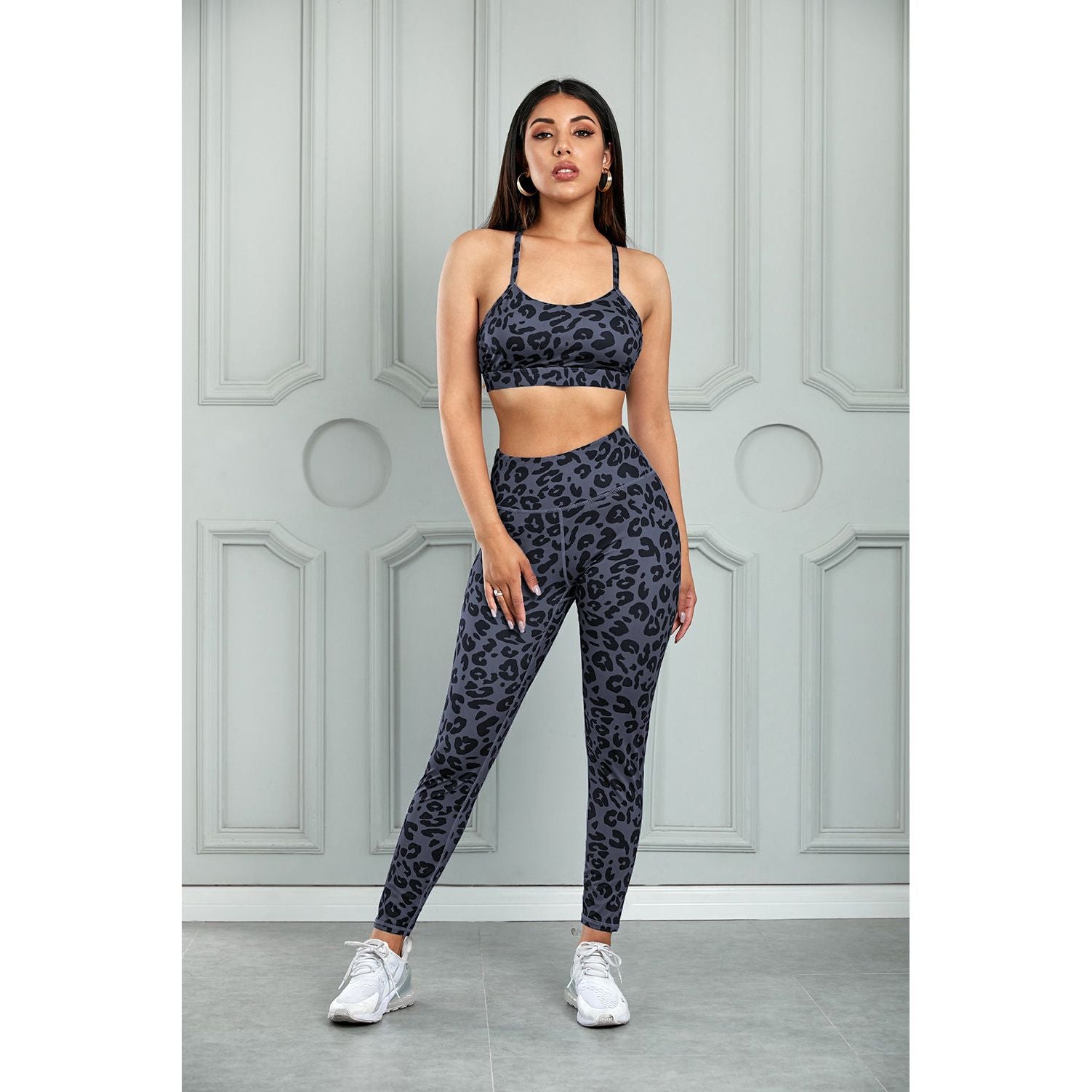 Leopard Cutout Sports Bra and Leggings Set