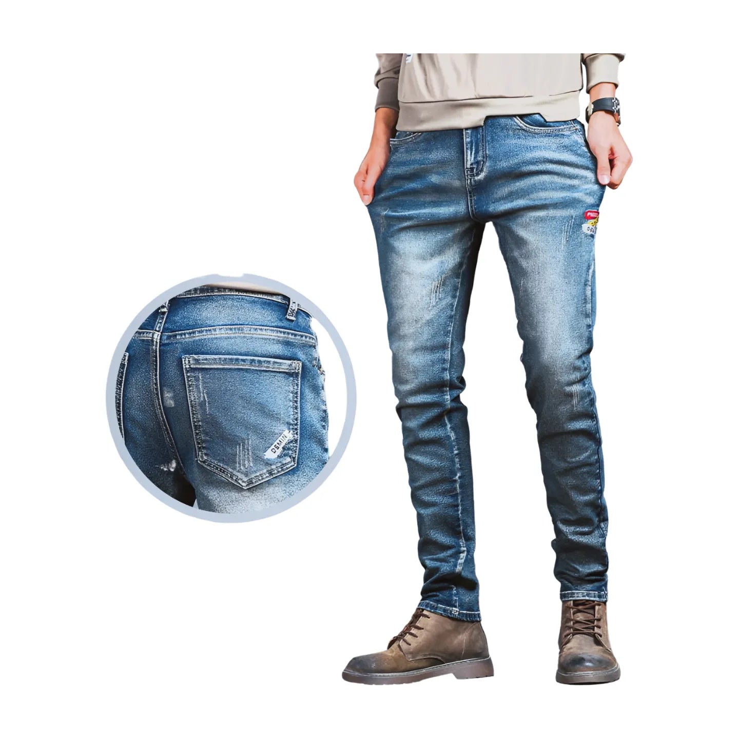 Men's Vintage Solid Color Elastic Classic Jeans