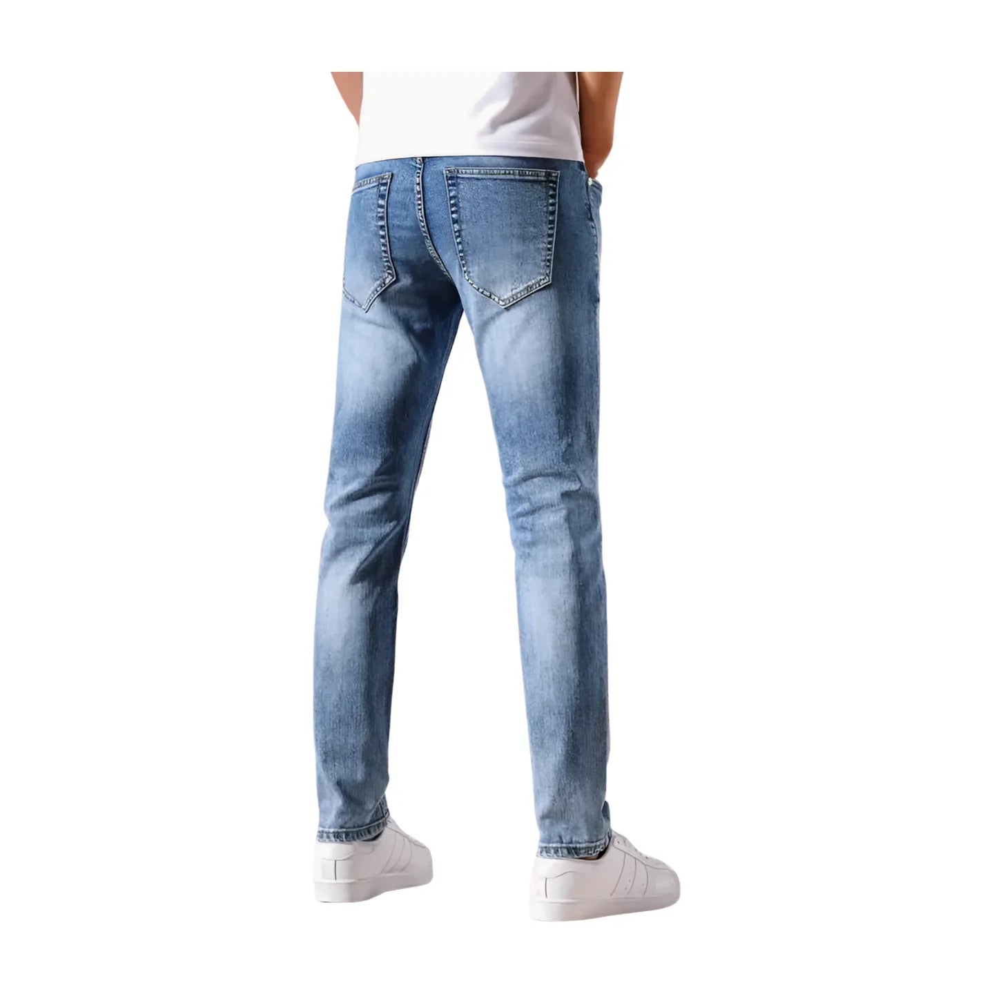 OUSSYU Men's Skinny Stretched Light Blue Denim Pants